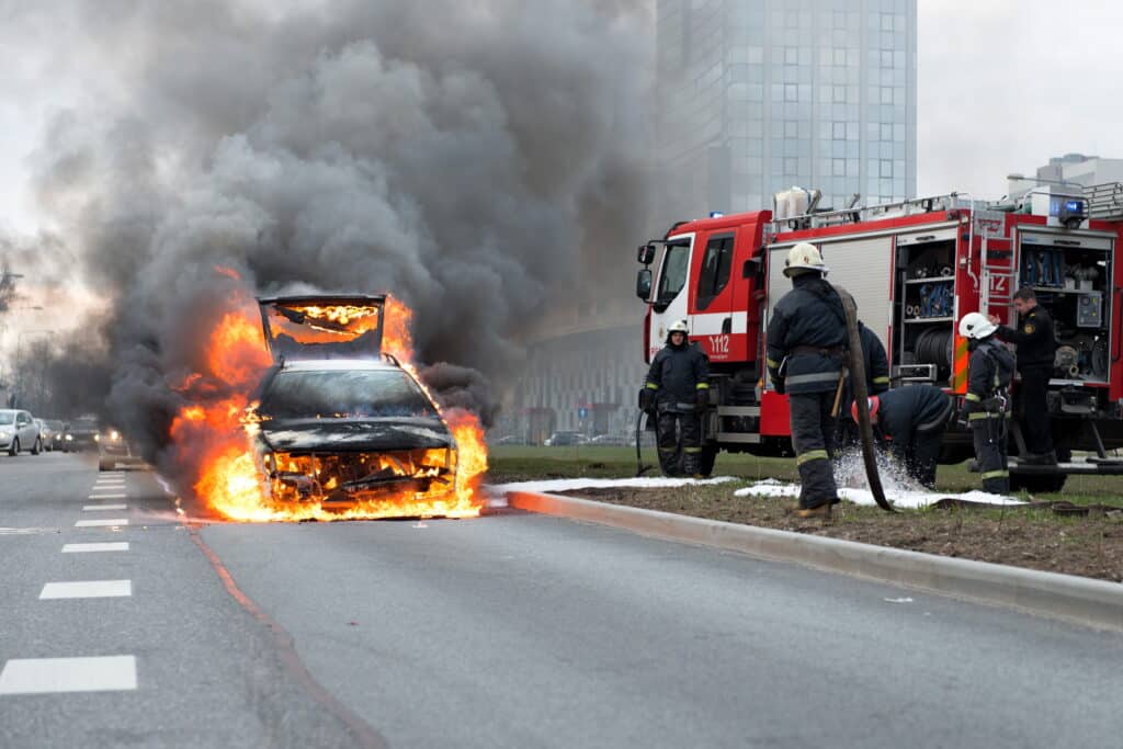 Incendio tras un accidente