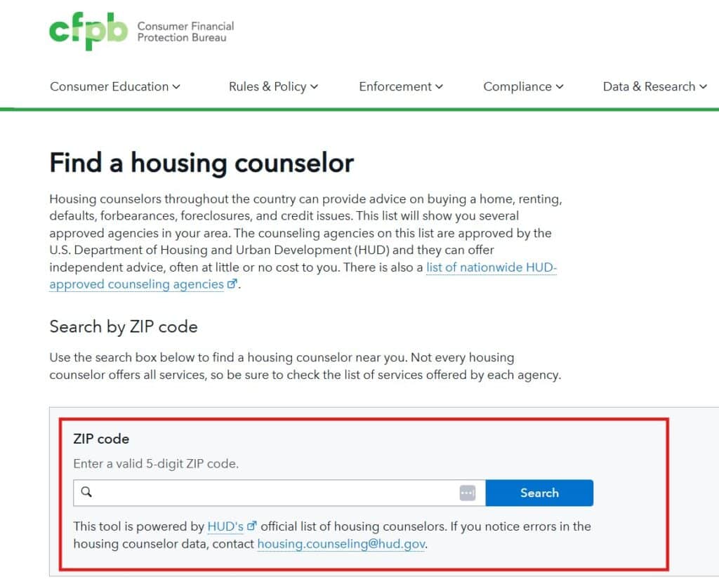 CFPB tiene una herramienta para encontrar consejeros de vivienda para comprar una casa en USA con hipoteca