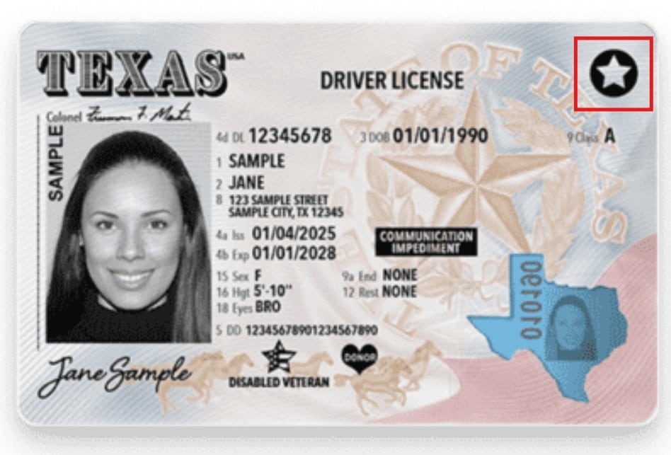 Licencia de conducir con Real ID de Texas