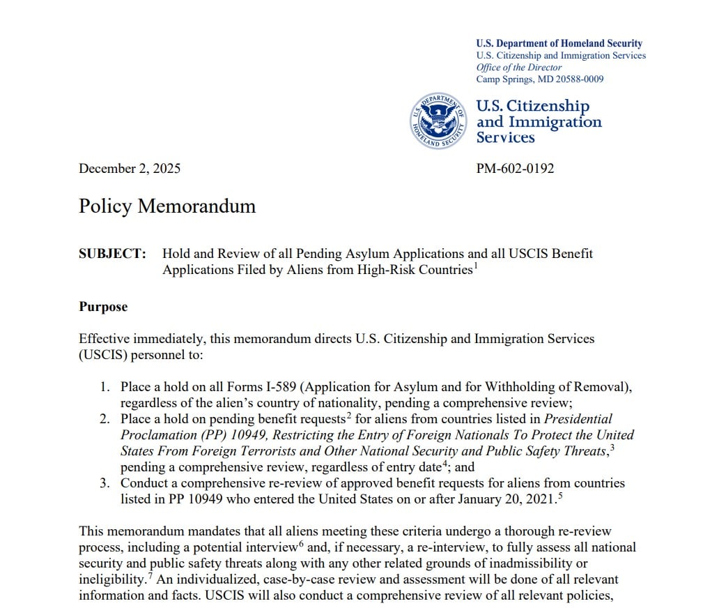 USCIS pausa tramites asilo