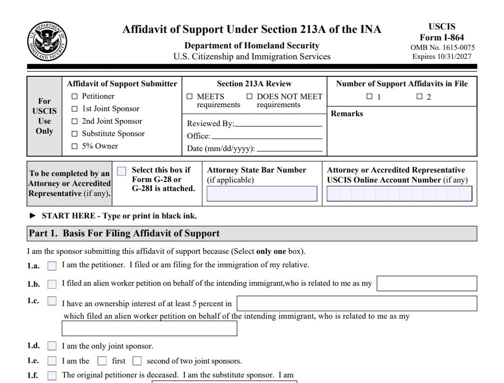 Affidavit of support